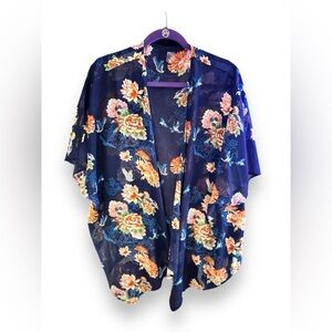 Blue floral sheer wrap